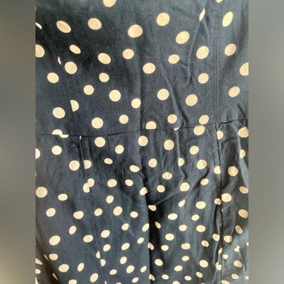 Abercrombie & Fitch Navy Linen Polka Dot Mini Dress Linen Blend size small tall - Picture 5 of 9